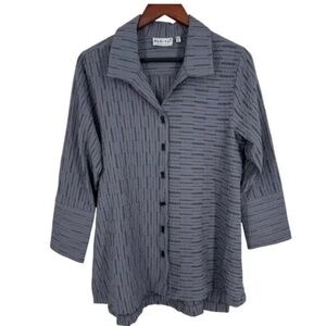 Habitat Clothes To Live In Top M  Gray  Lagenlook Boho Hi Lo art to wear M  chic